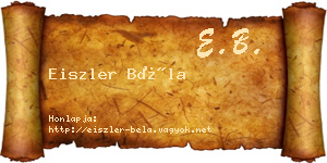 Eiszler Béla névjegykártya